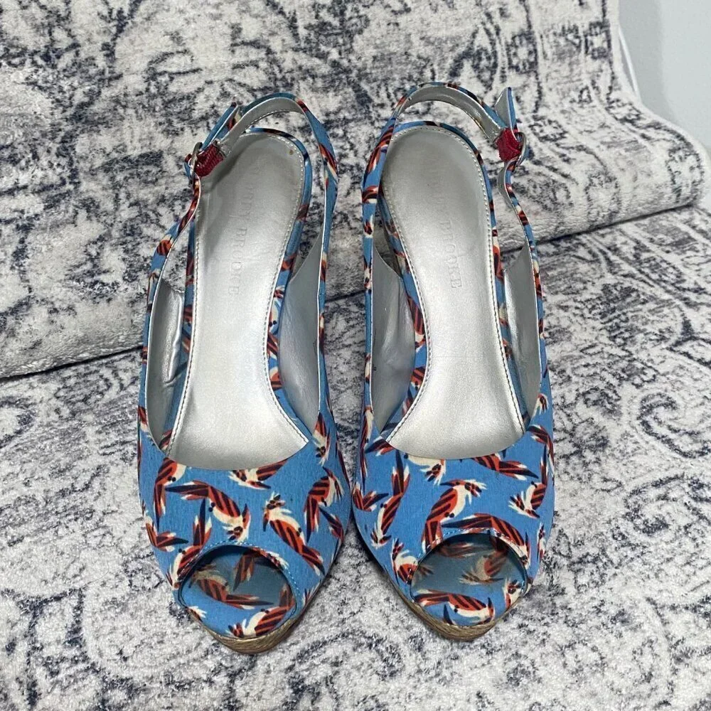 Audrey Brooke NAOMI Slingback Wedges in Blue Size 8